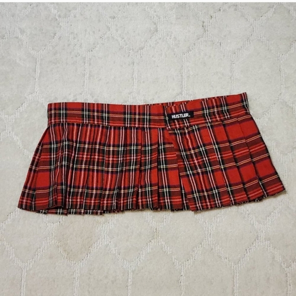Hustler, Hollywood Adult Entertainment, Lingerie Red Plaid Mini School Skirt, M - Picture 3 of 4